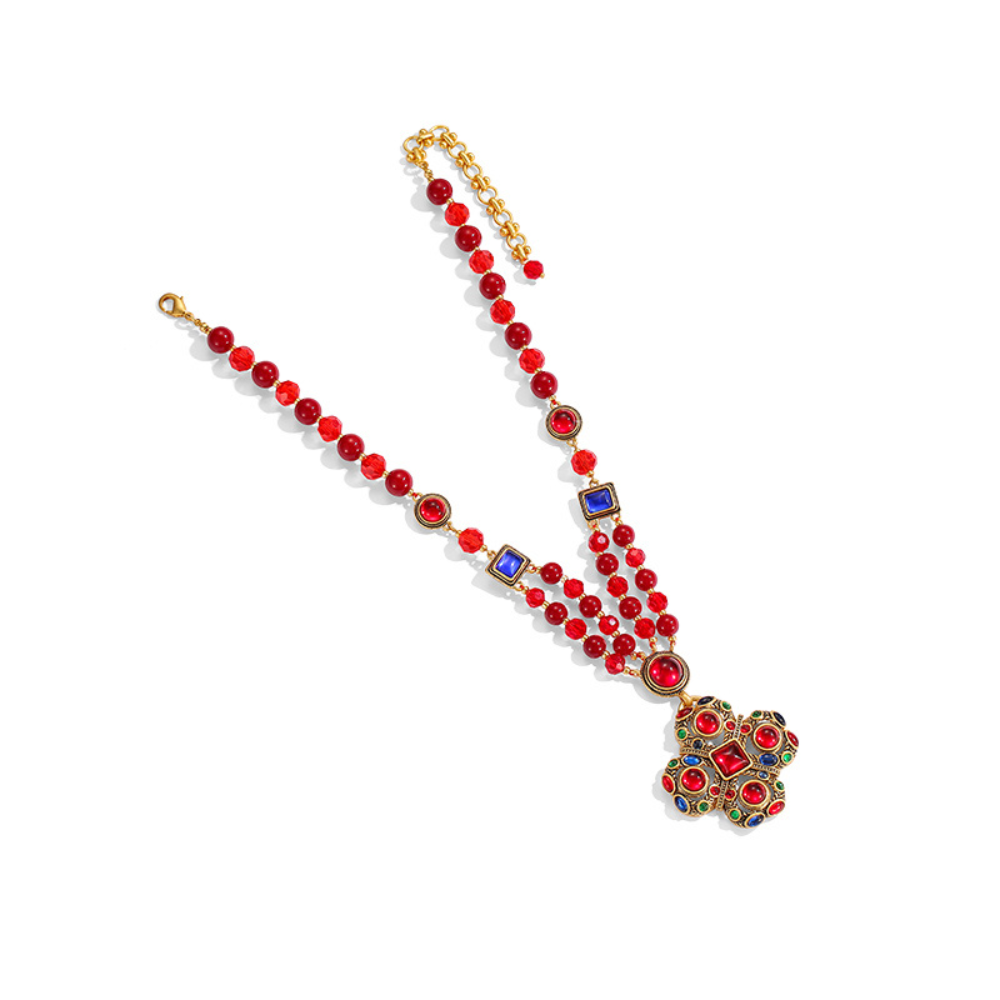 Vintage Scarlet Charm Necklace