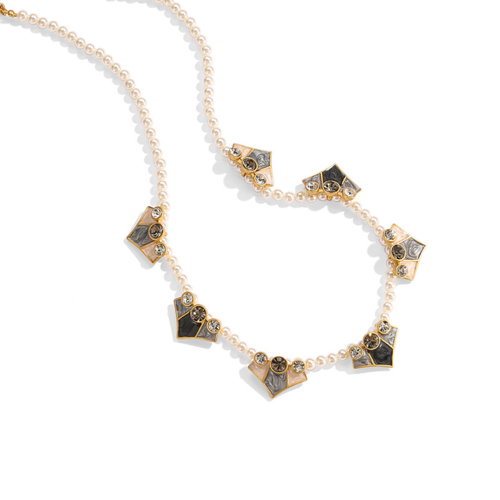 Vintage Petal Pearl Necklace