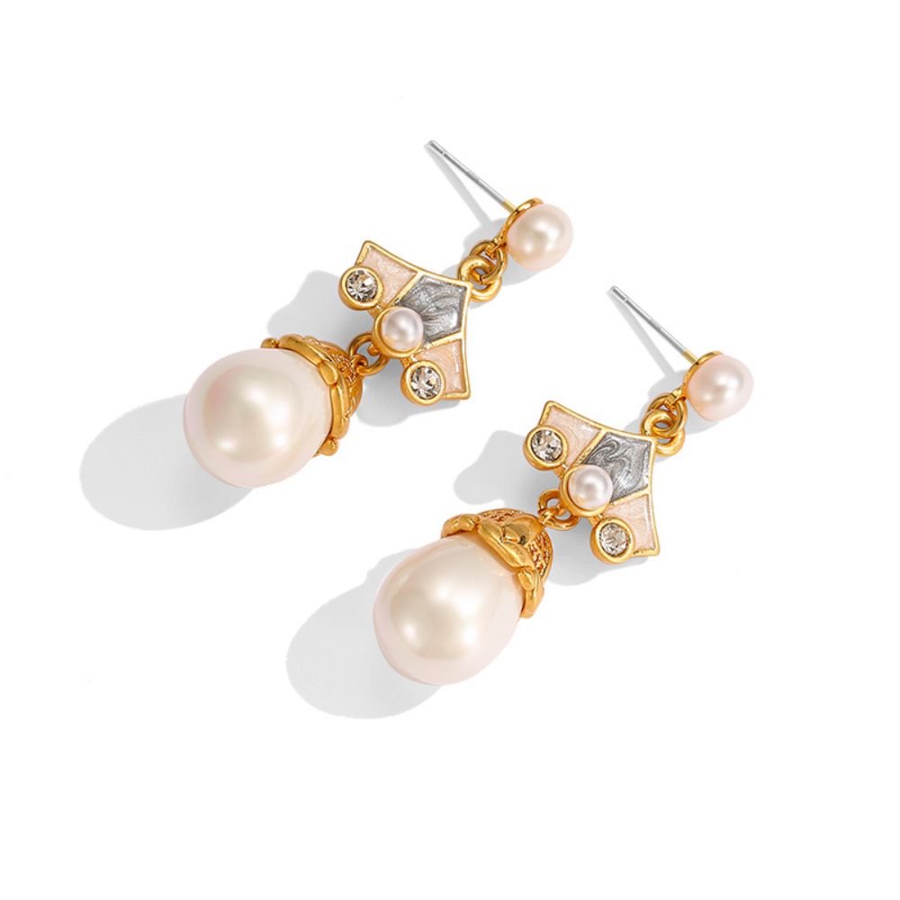 Vintage Petal Pearl Earrings