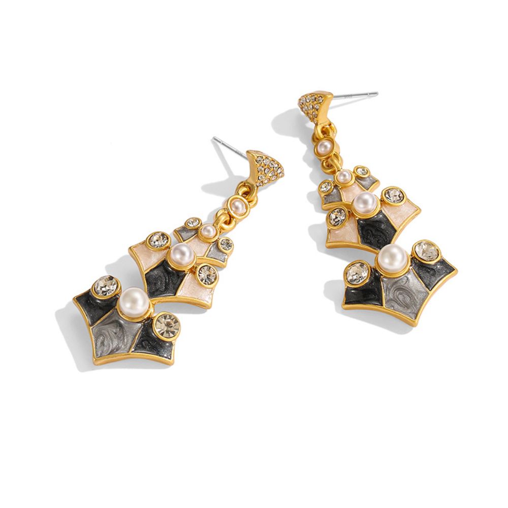 Vintage Petal Pearl Earrings