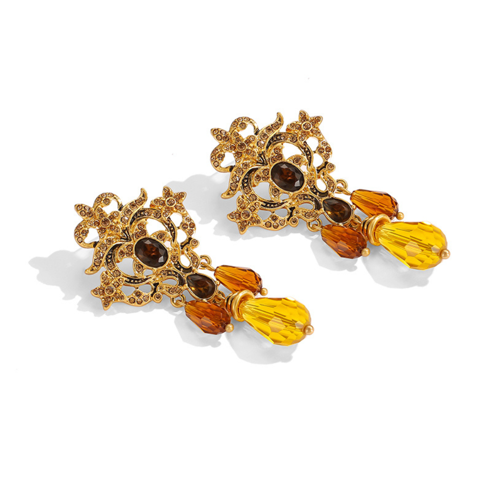 Vintage Amber Drop Earrings