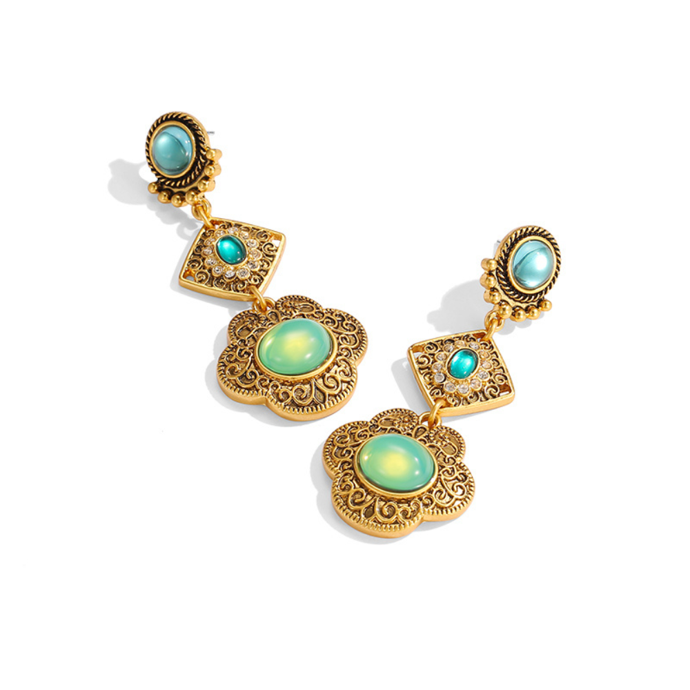 Vintage Green Gem Earrings