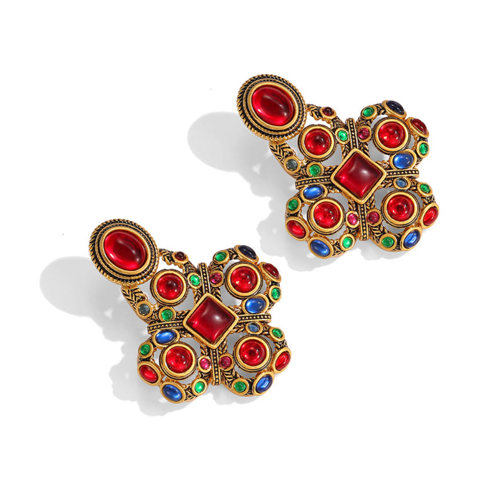Vintage Scarlet Charm Earrings