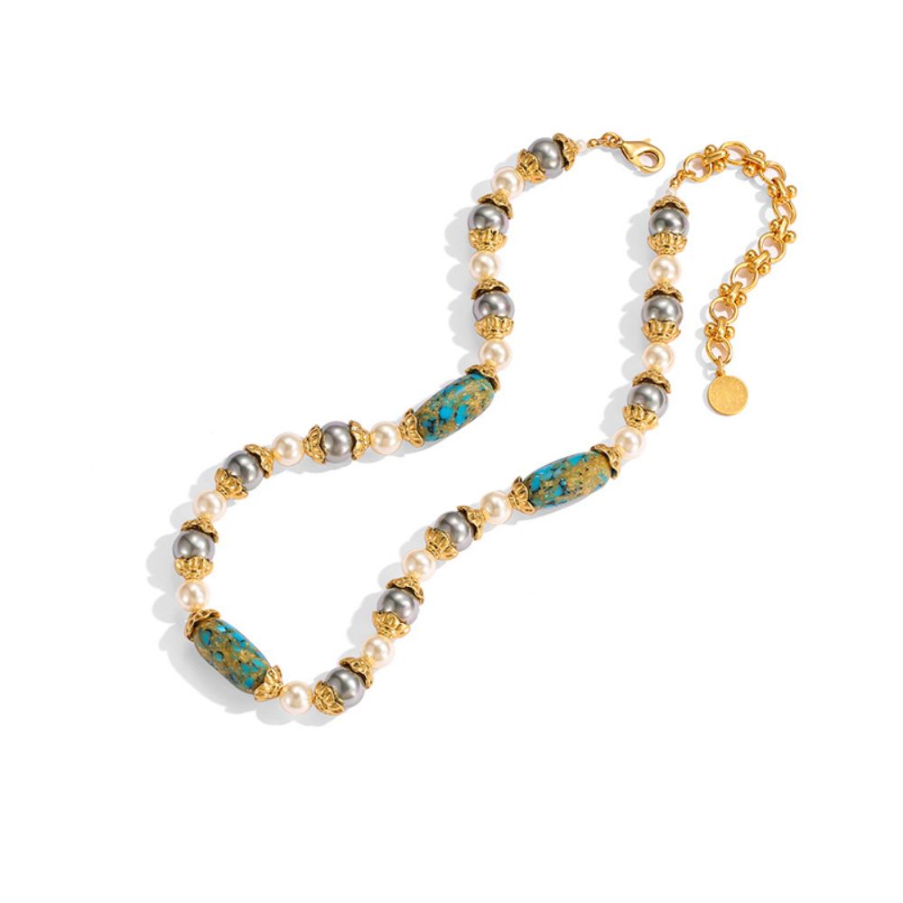 Vintage Ocean Gem Beaded Necklace