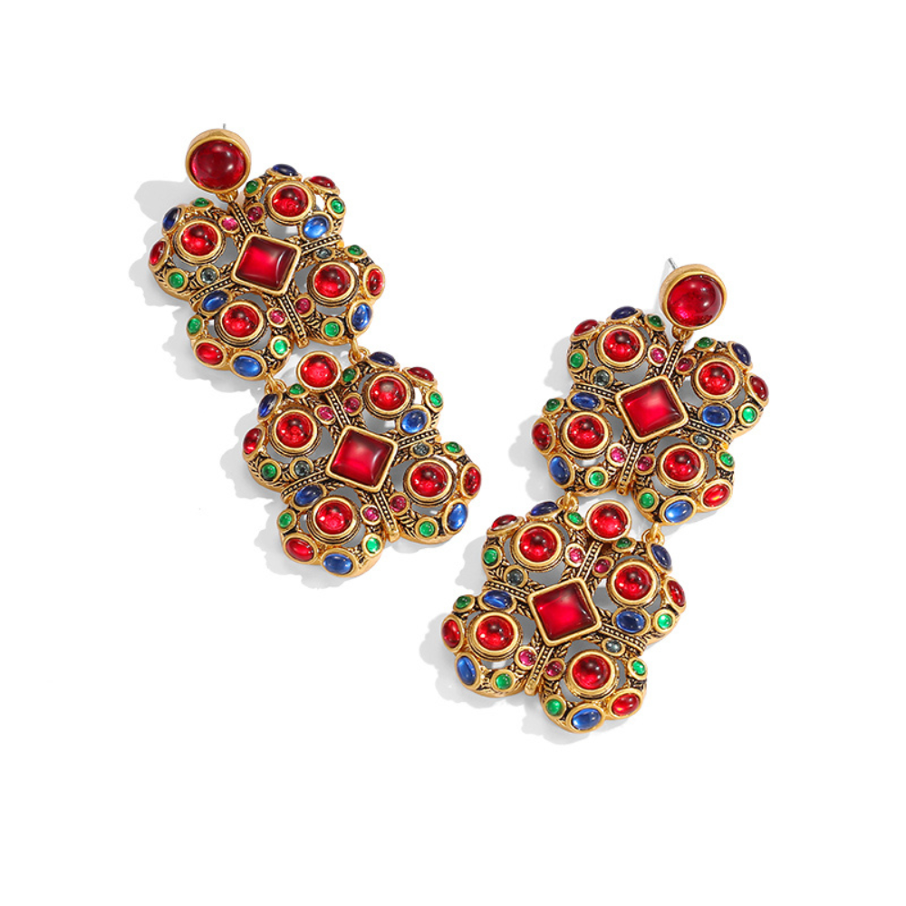 Vintage Scarlet Drop Earrings