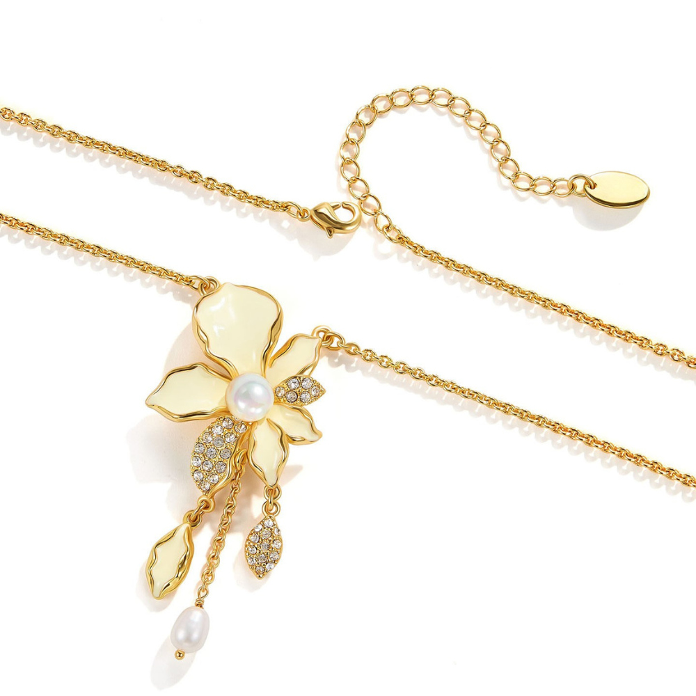 White Iris Flower Necklace