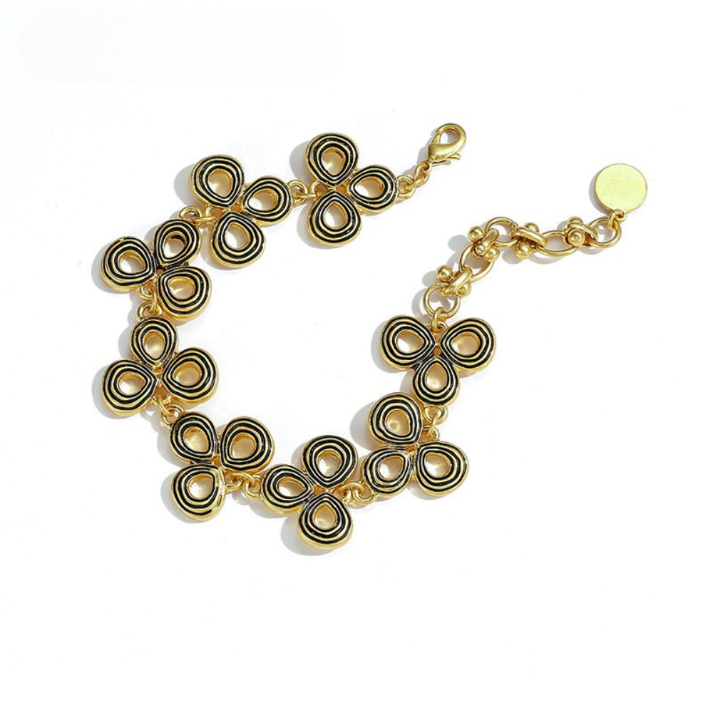 Vintage Triple Petal Charm Bracelet