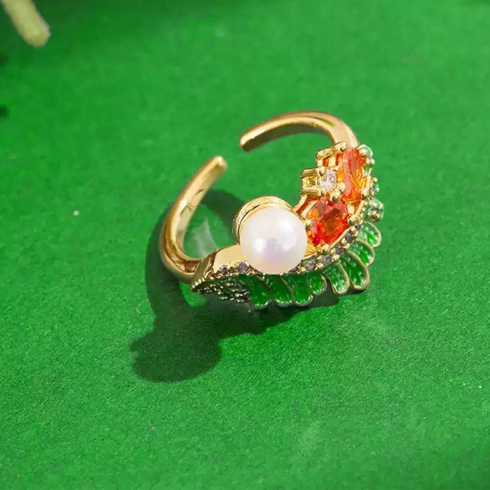 Emerald Feather Ring