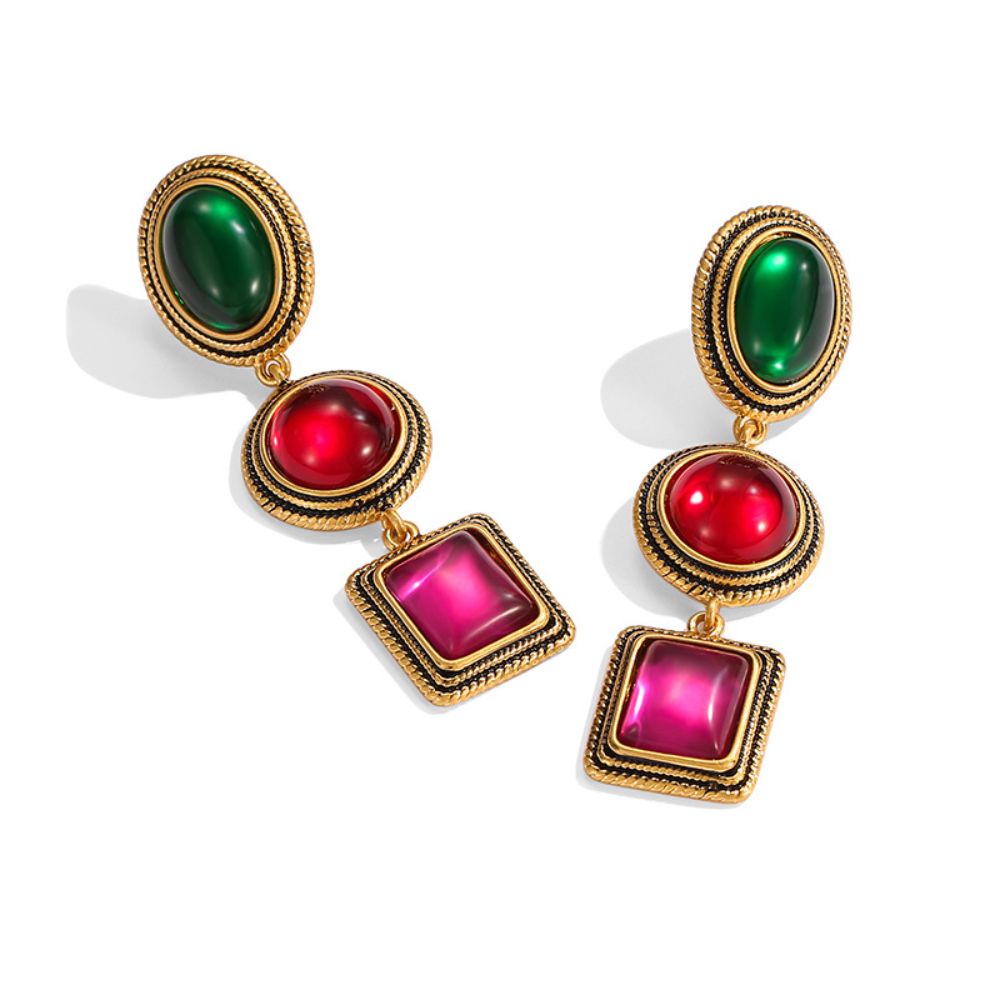 Vintage Scarlet Dangle Earrings