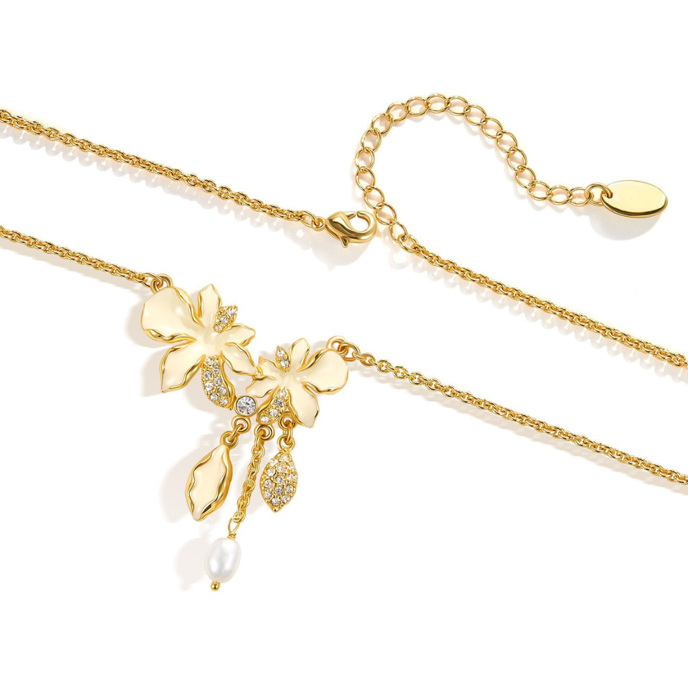 White Iris Flower Necklace