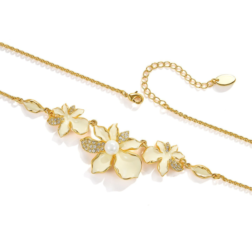 White Iris Flower Necklace