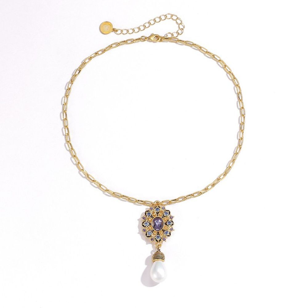 Vintage Violet Necklace With Pearl