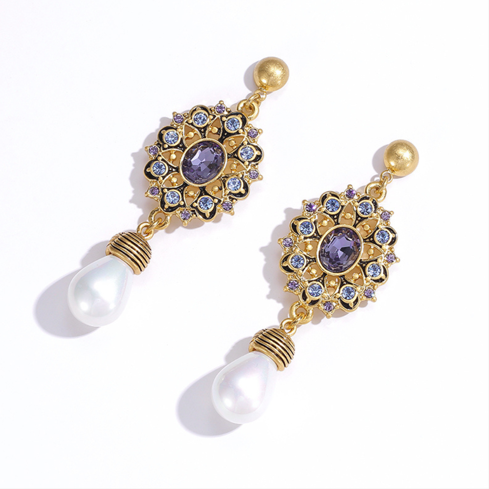 Vintage Royal Gem Drop Earrings