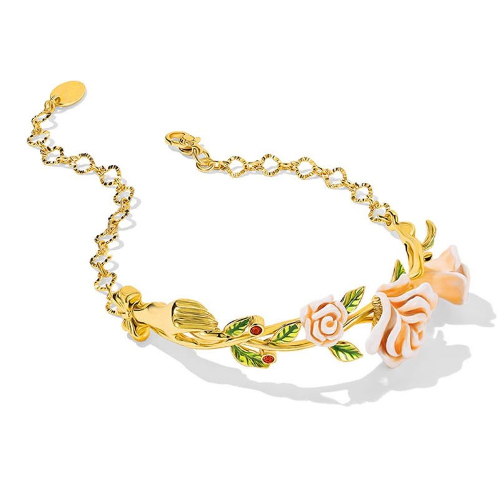 Champagne Rose Flower Bracelet