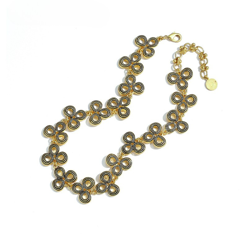 Vintage Triple Petal Charm Necklace