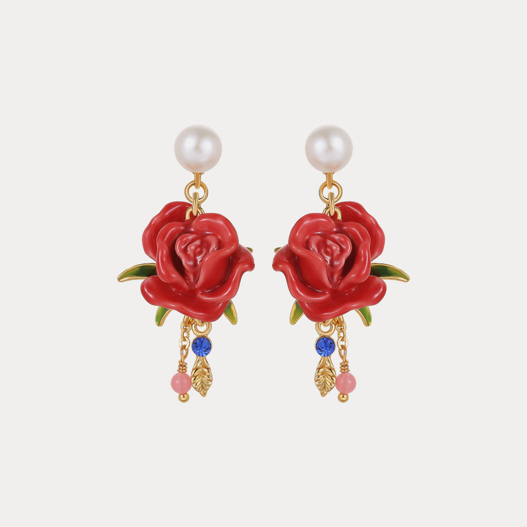 Red Rose Earrings