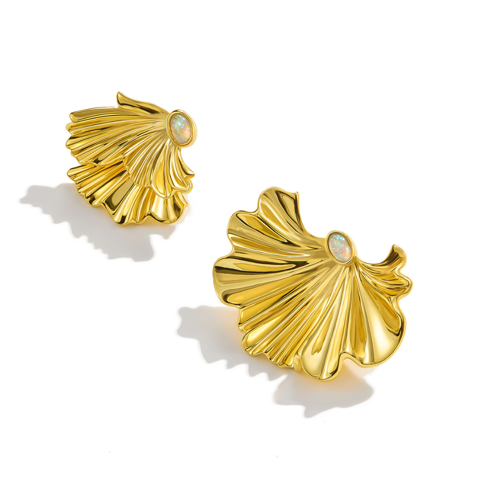 Gold Ginkgo Leaf Earrings