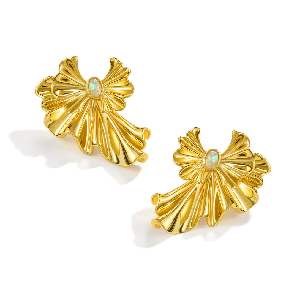 Gold Ginkgo Leaf Earrings