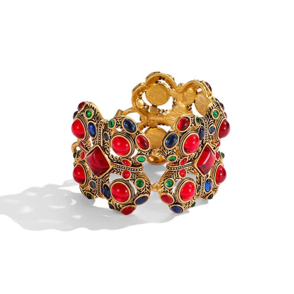 Vintage Scarlet Charm Cuff Bracelet