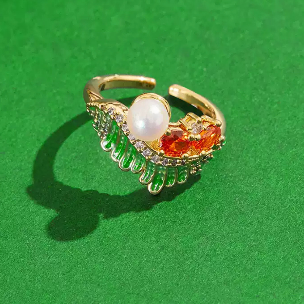 Emerald Feather Ring