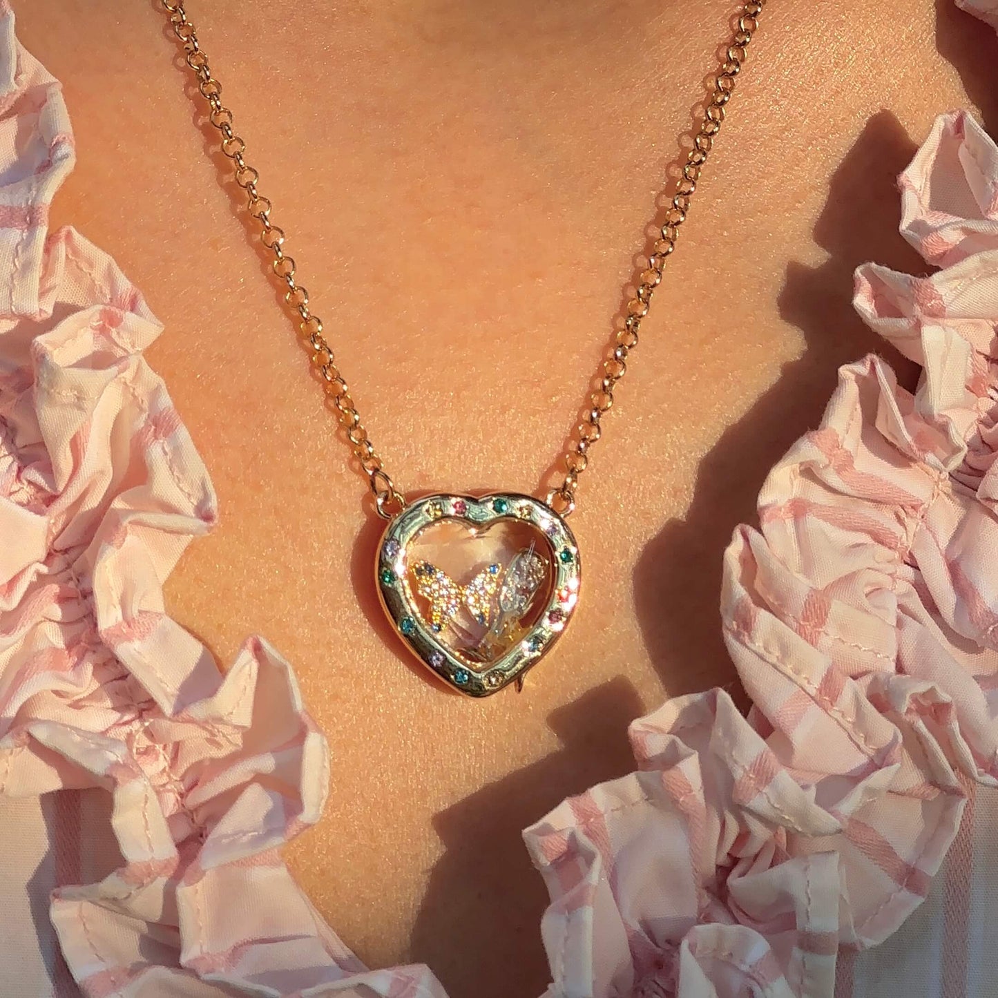 Personalized Dazzling Heart Charm Box Necklace