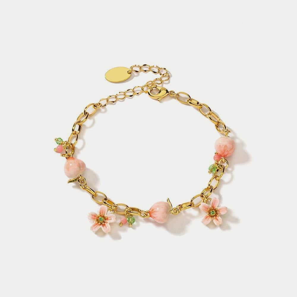 Peach Bracelet With Flower