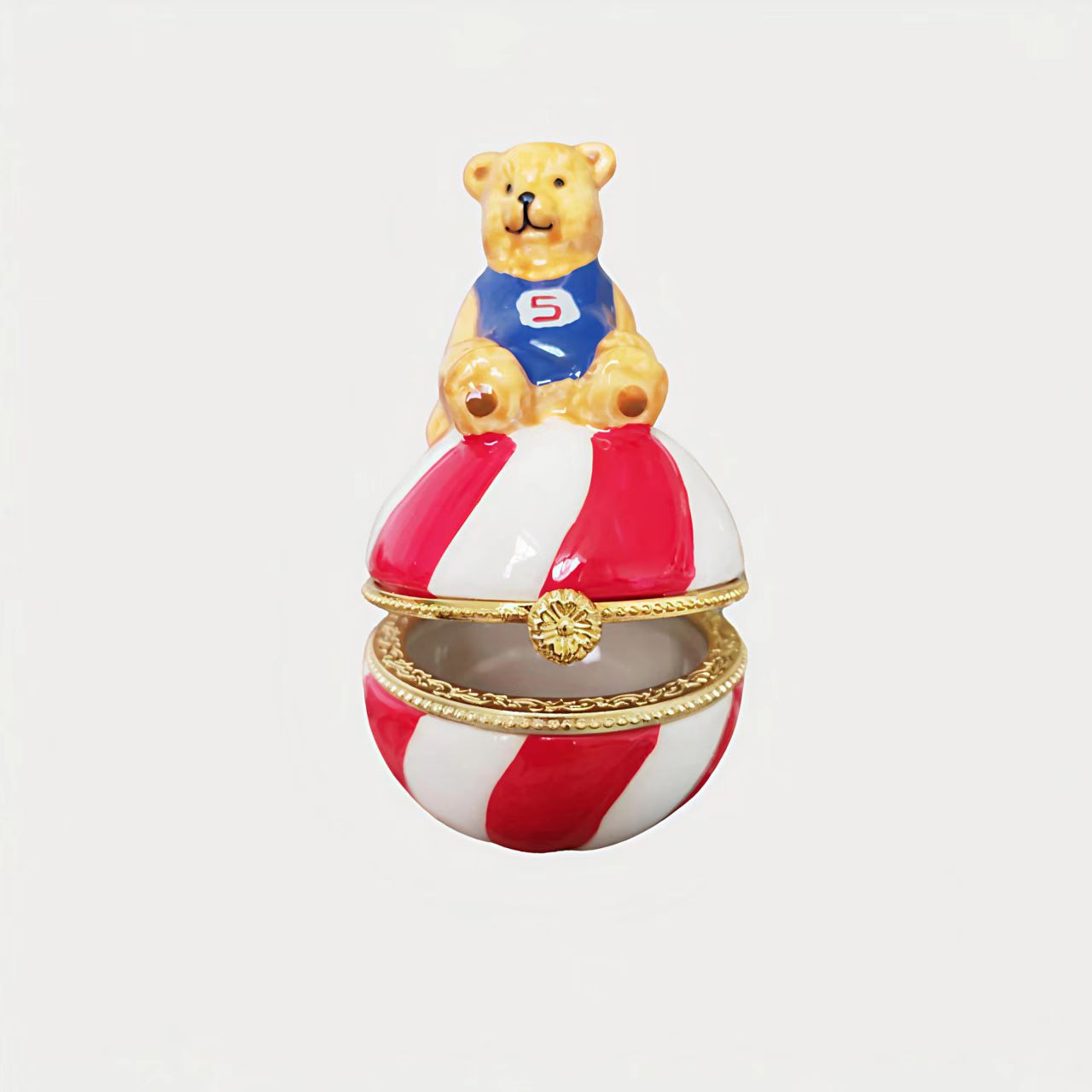 Teddy Bear on Candy Ball Trinket Box