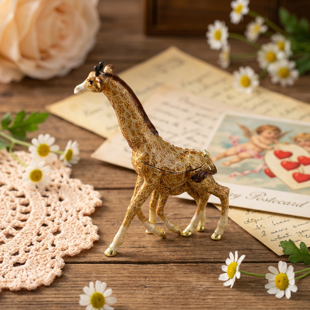 Mother & Baby Giraffe Trinket Box