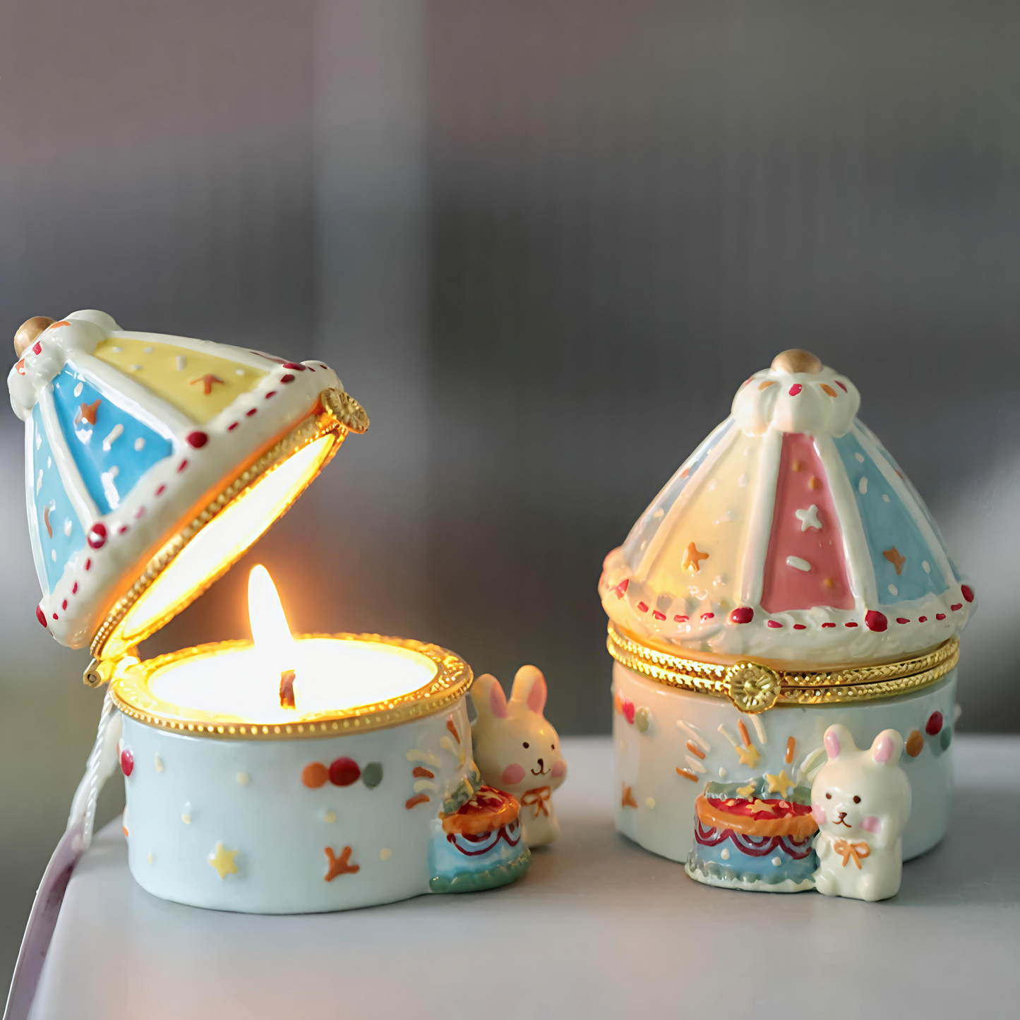 Carousel Bunny Trinket Box