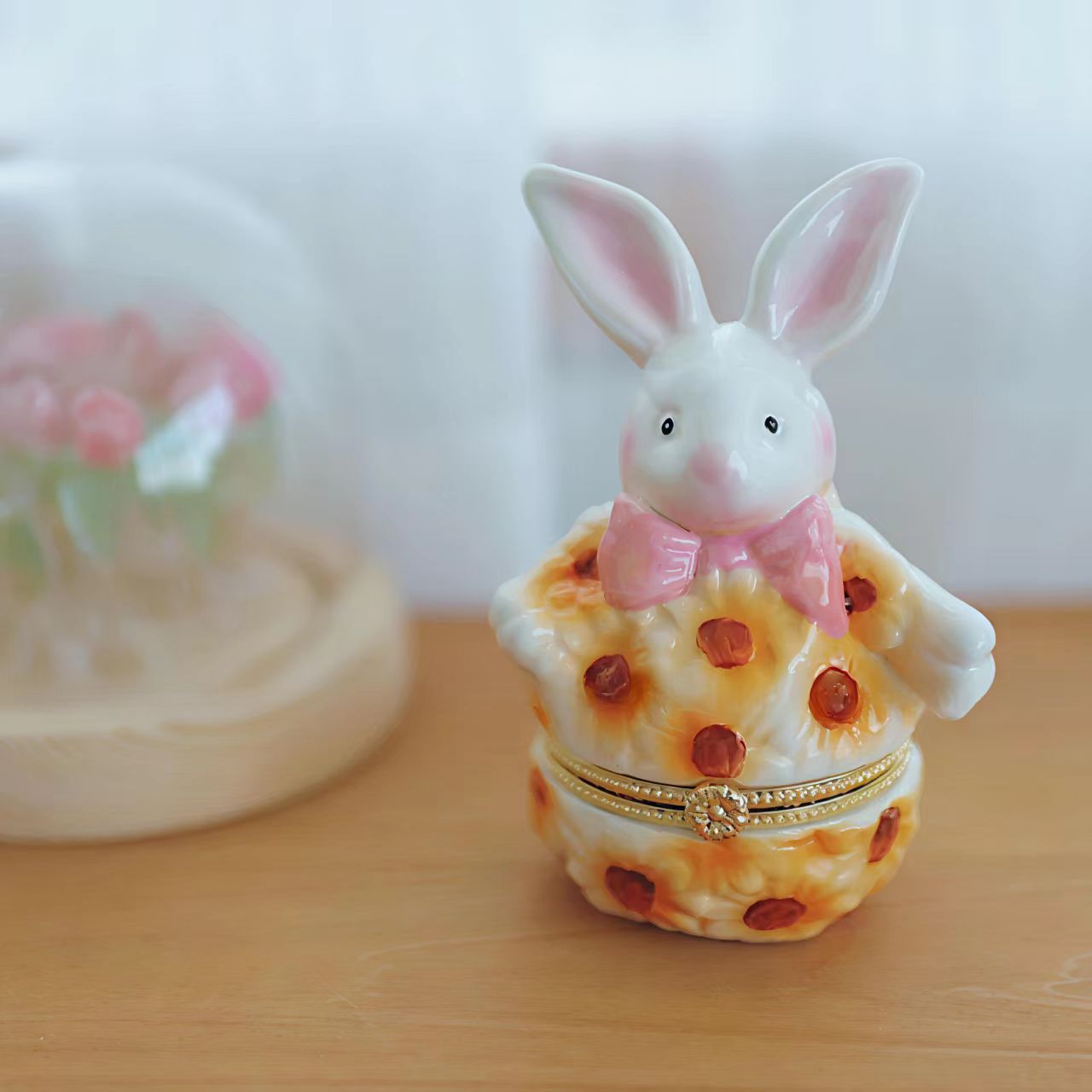 Sunflower Bunny Trinket Box