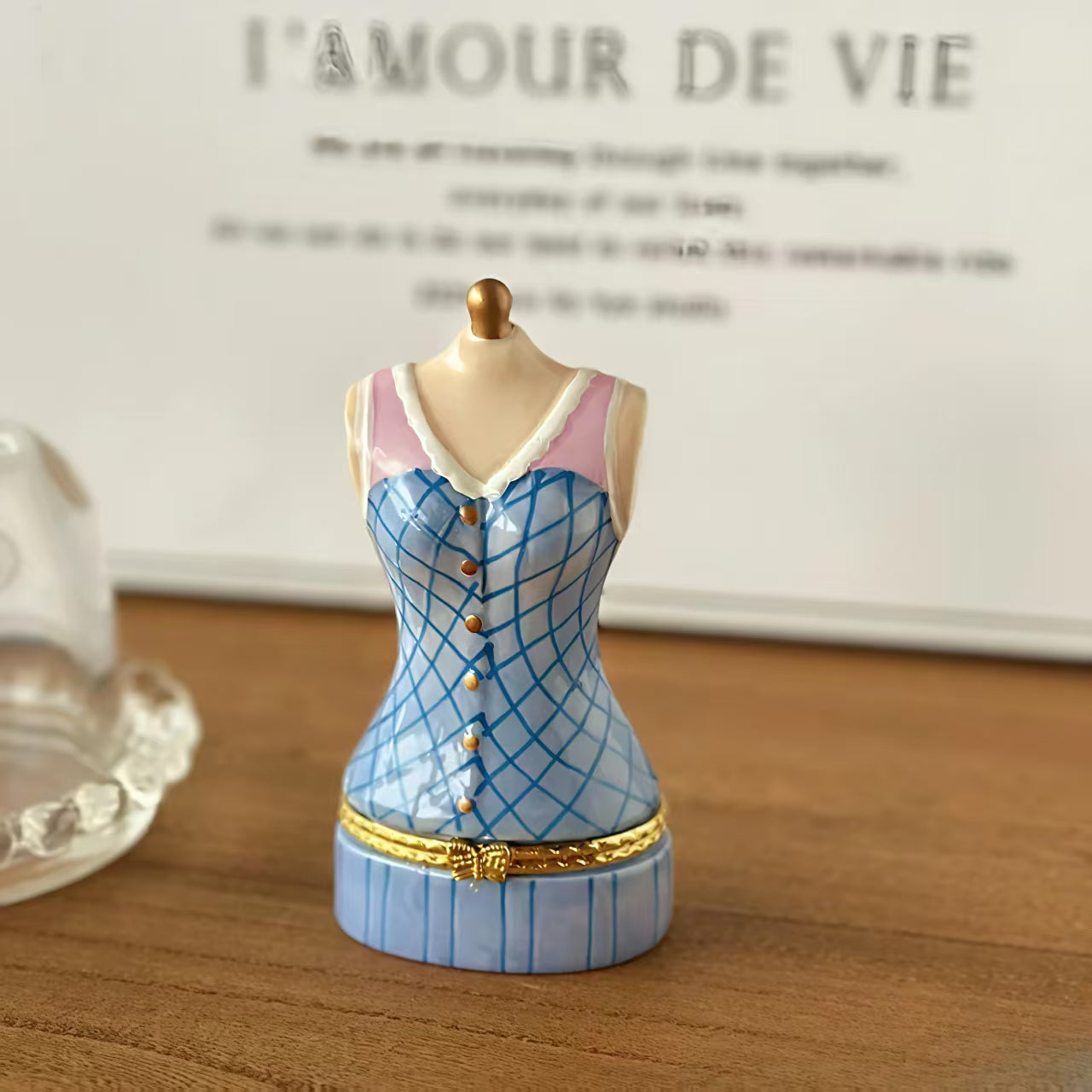 Blue Plaid Mannequin Trinket Box