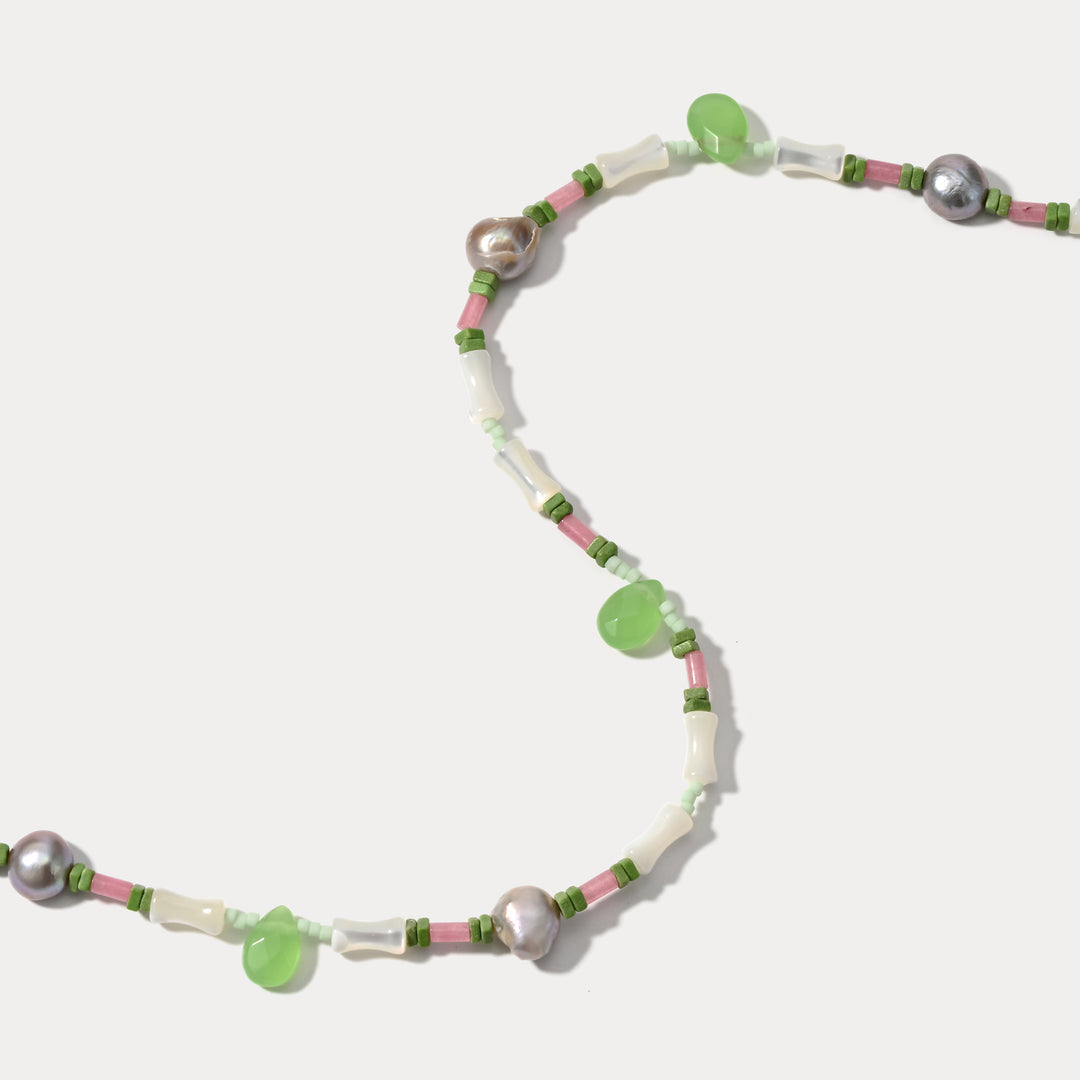 Green Dainty Bead Necklace