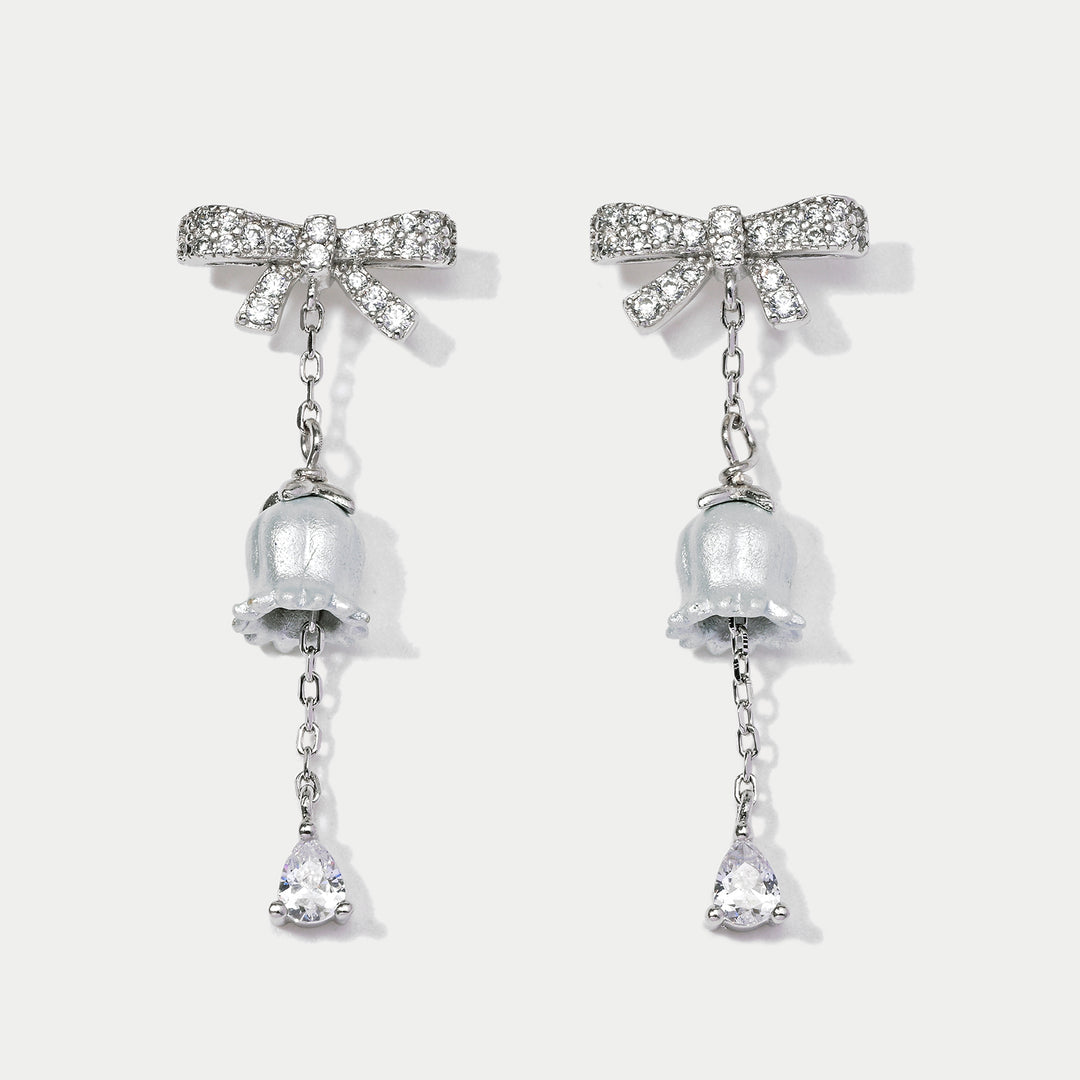 Lily of the Valley Bow Silver Earrings
