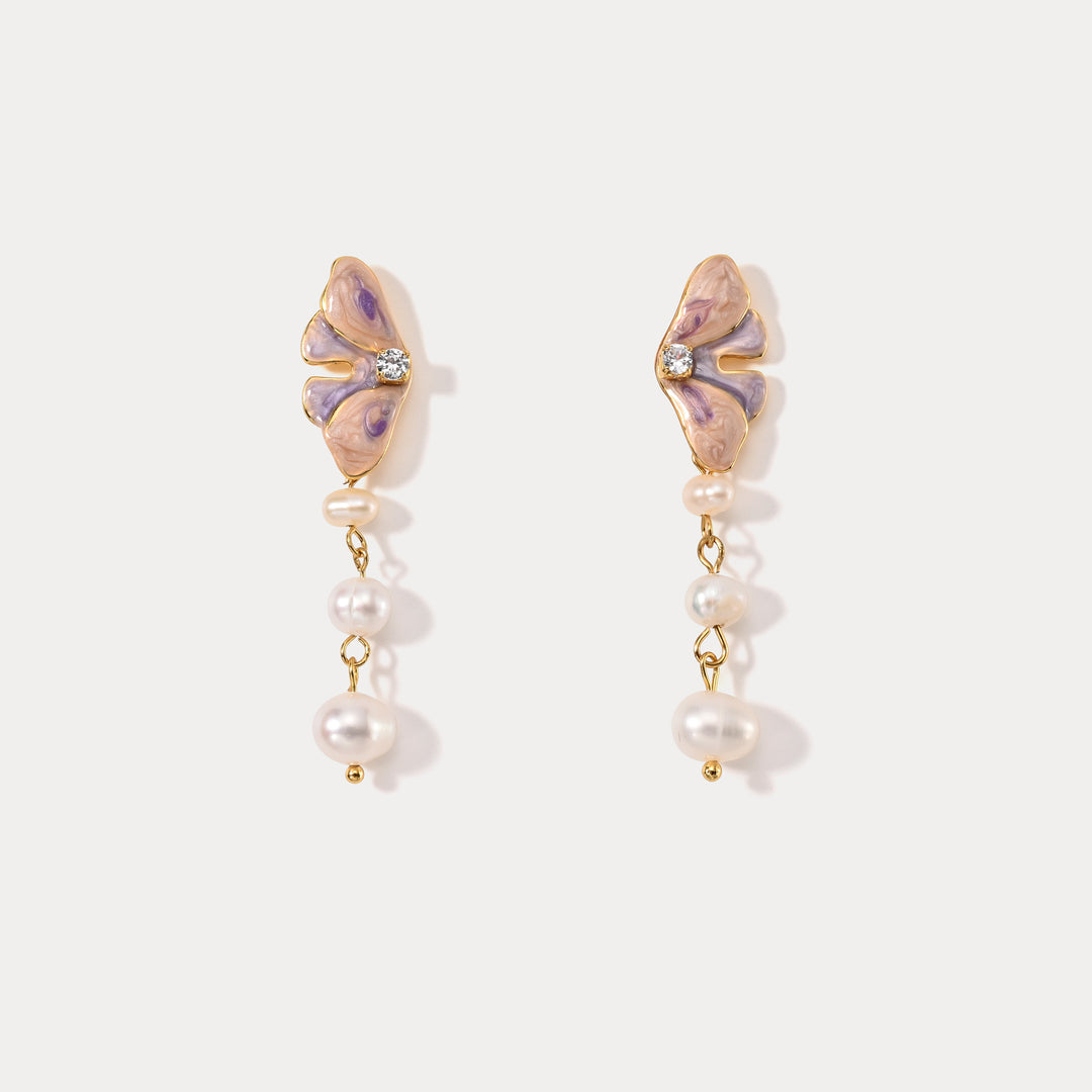 Butterfly Pearl Dangling Earrings