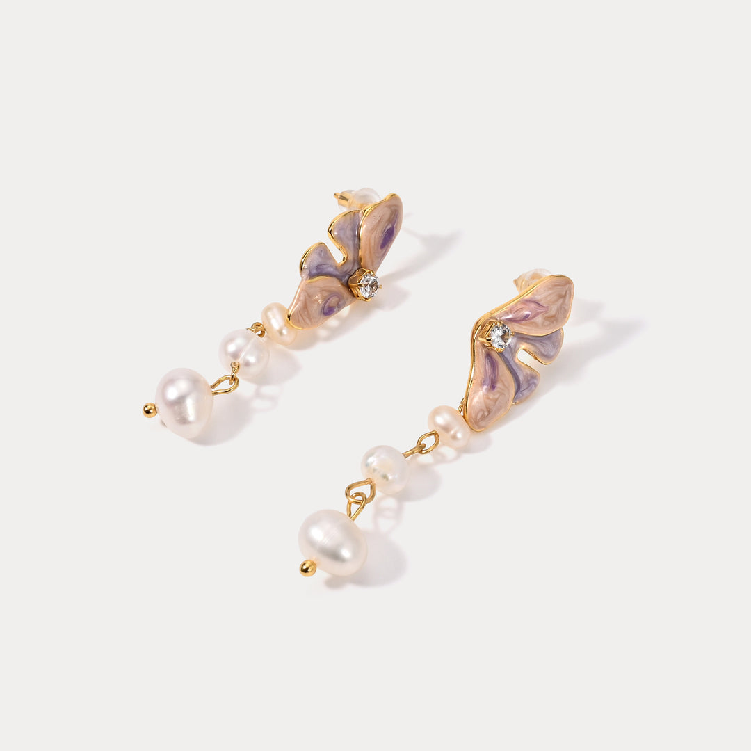 Butterfly Pearl Dangling Earrings