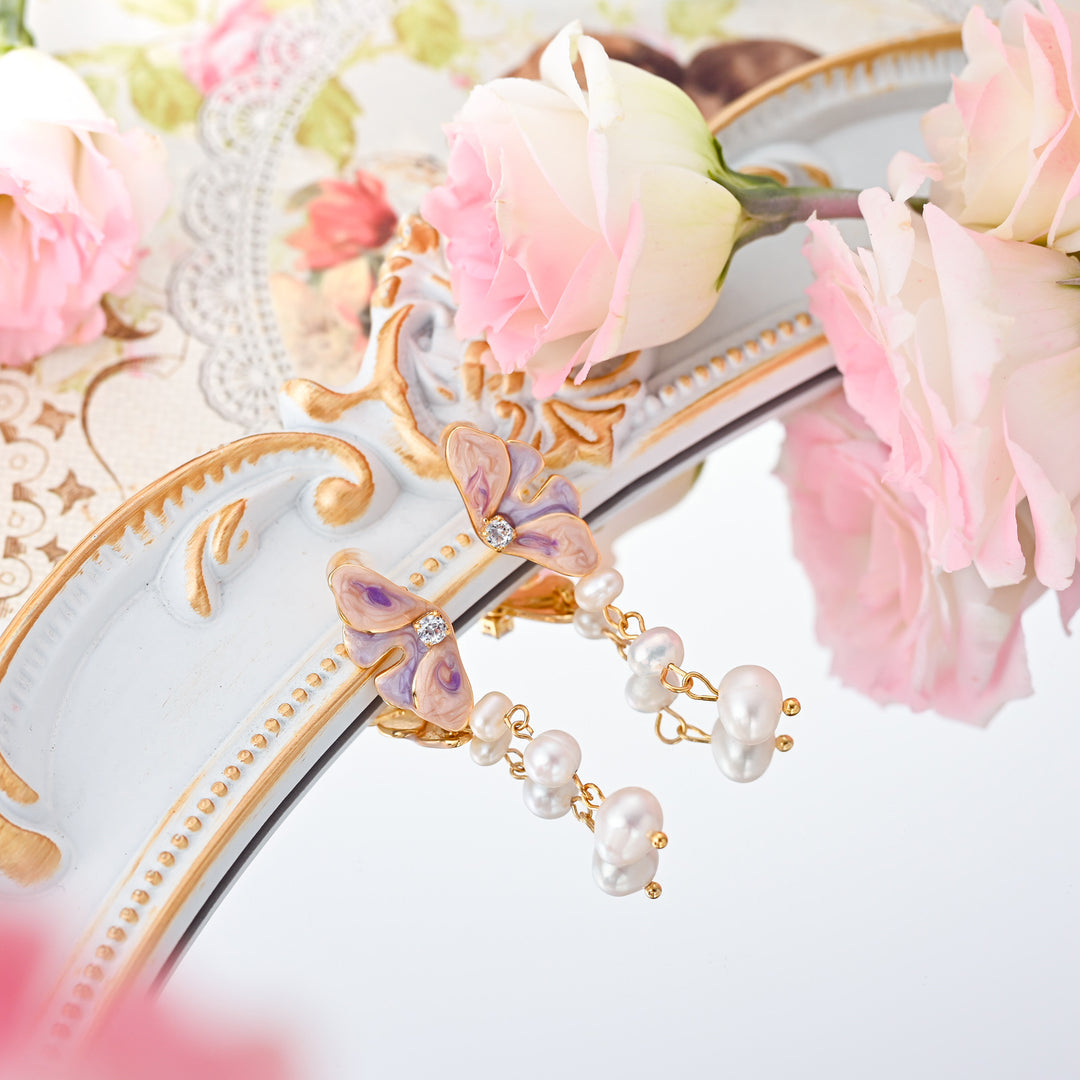 Butterfly Pearl Dangling Earrings