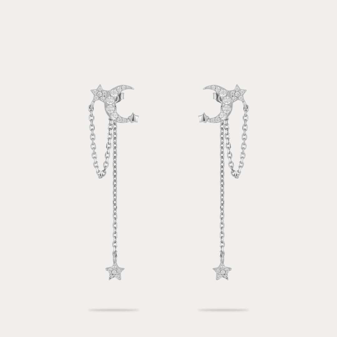 Moon and Star Drop Earrings