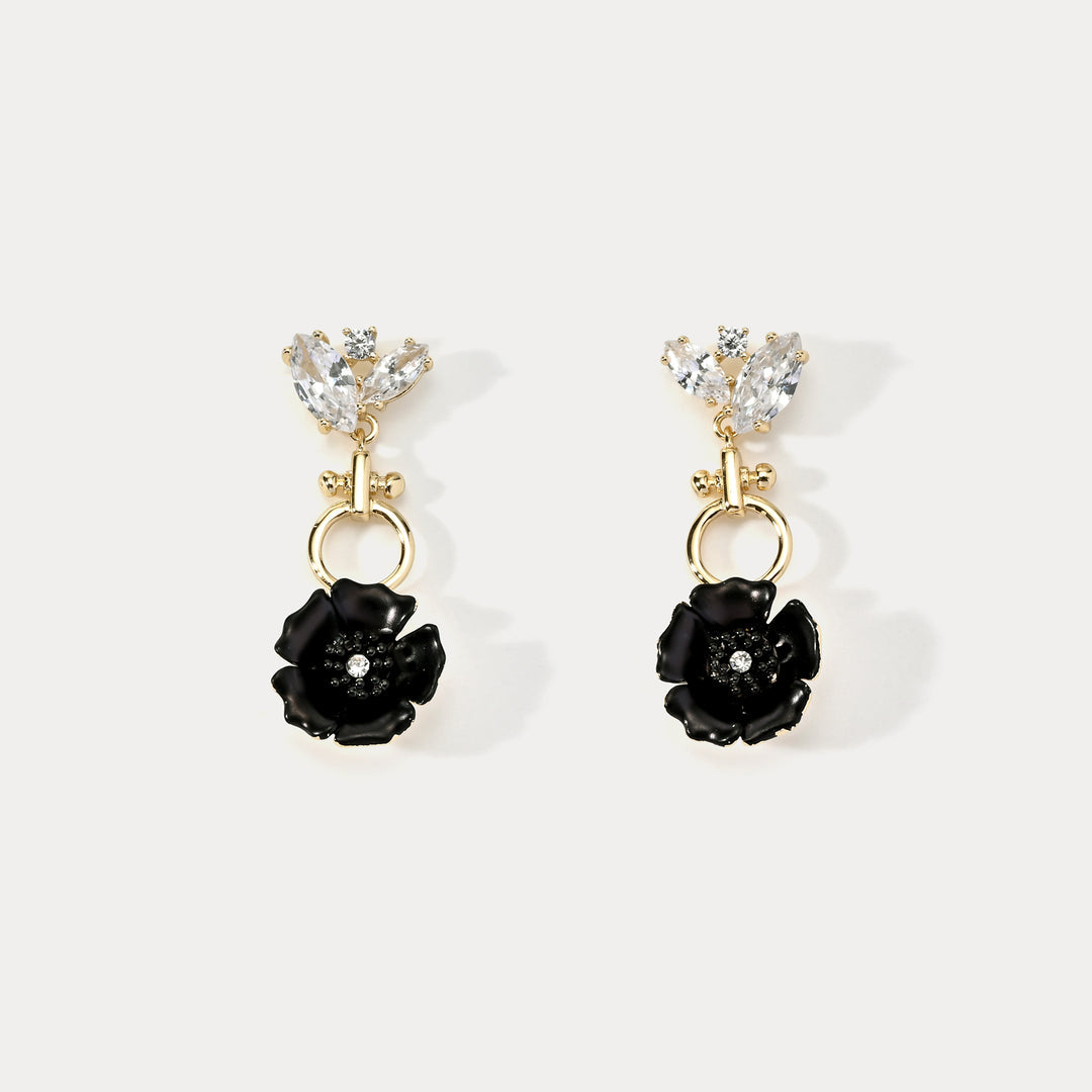 Black Flower Earrings