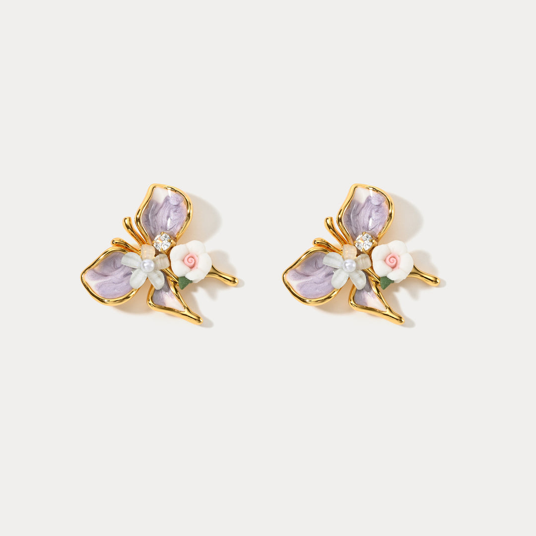 Oil Painting Butterfly Earrings
