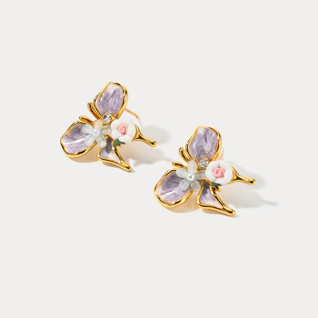 Oil Painting Butterfly Earrings