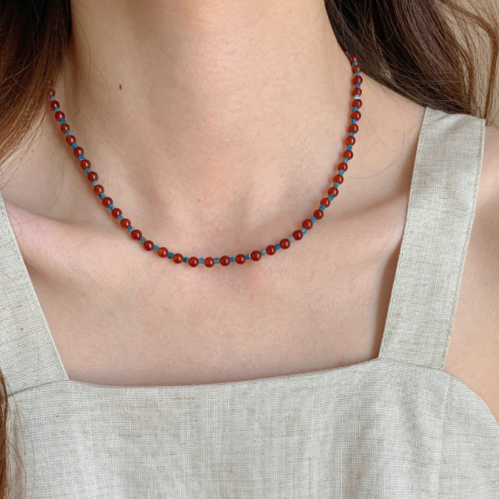 Red Agate Seed bead Necklace