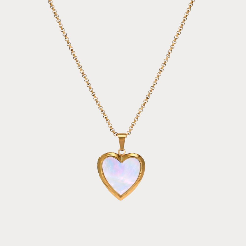 Golden Heart Locket Pendant Necklace