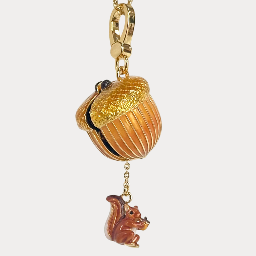 Acorn Squirrel Locket Pendant