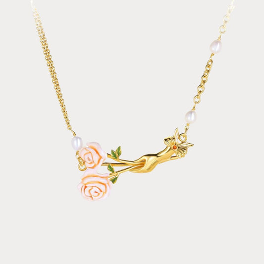 Champagne Rose Flower Necklace