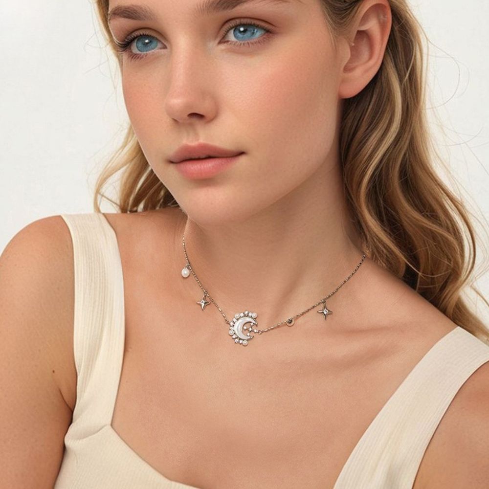 Moon and Star Necklace