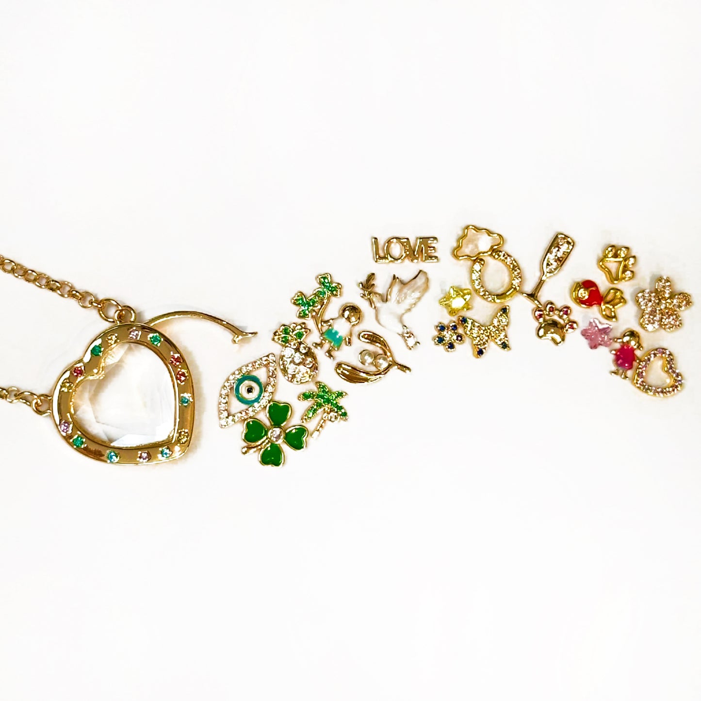 Personalized Dazzling Heart Charm Box Necklace