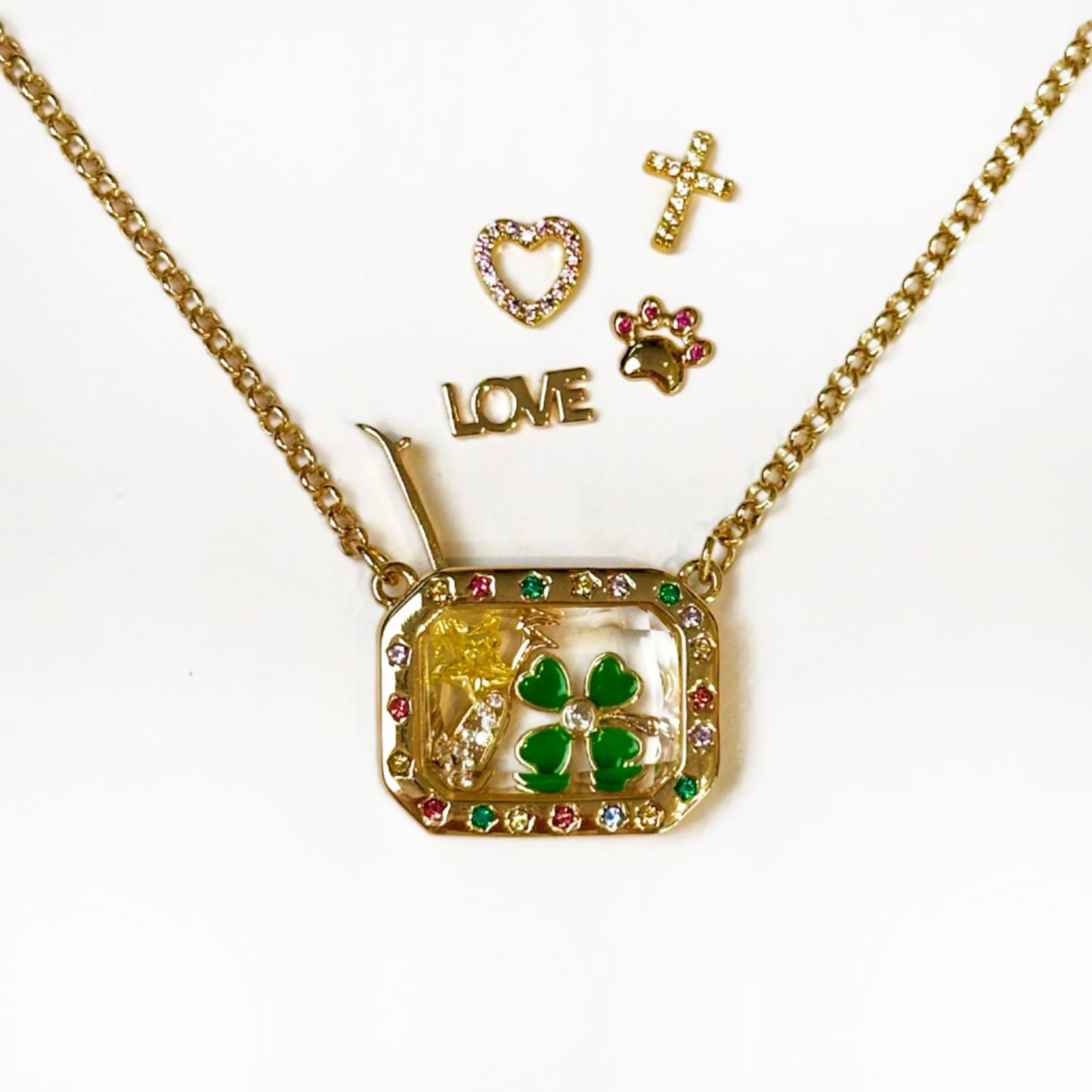 Personalized Rectangle Charm Box Necklace