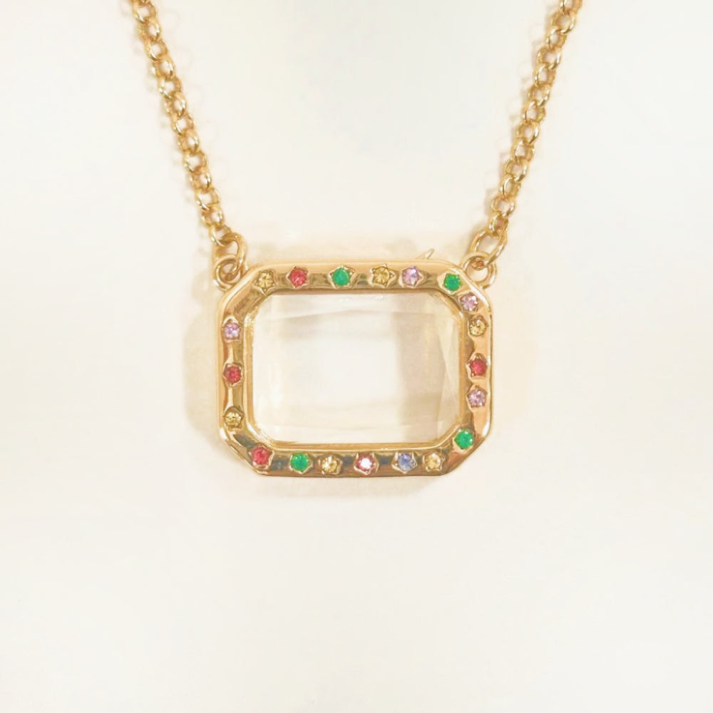 Personalized Rectangle Charm Box Necklace