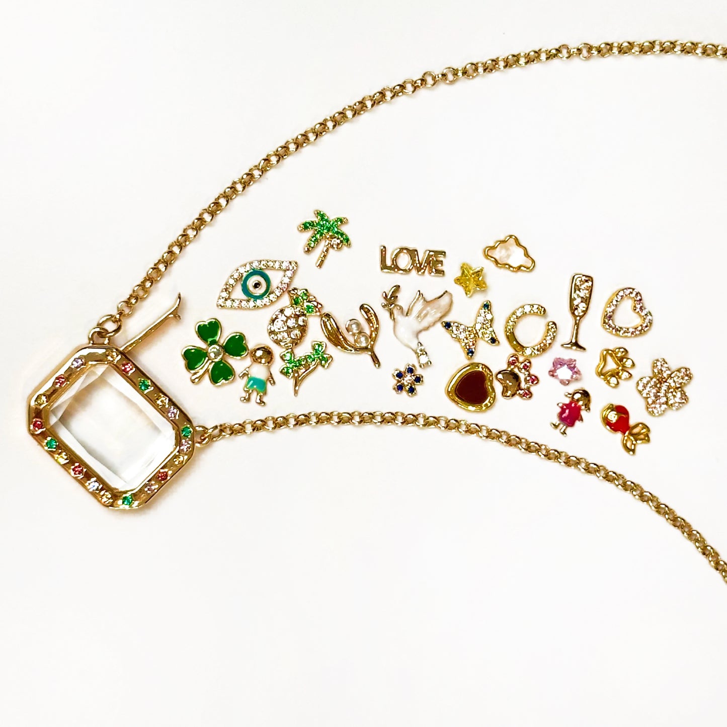 Personalized Rectangle Charm Box Necklace