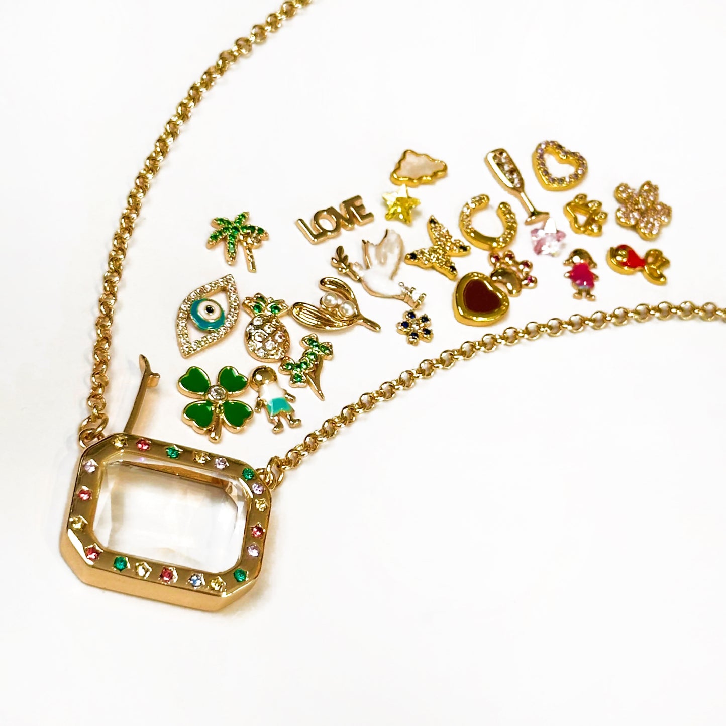 Personalized Rectangle Charm Box Necklace